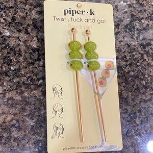 NWT! Piper K "Twist, Tuck and Go!" Martini Olives French Hair Pins